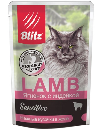 Blitz Sensitive Lamb влажный корм для кошек Ягненок с индейкой