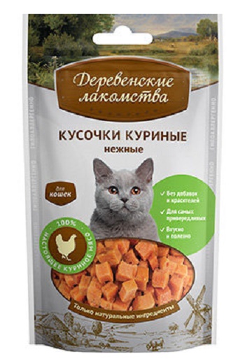 Деревенские лакомства для кошек кусочки куриные нежные