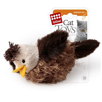 GiGwi игрушка для кошек Птичка со звуковым чипом 6 см (75223)