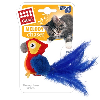 GiGwi игрушка для кошек Попугай со звуковым чипом 12 см (75459) SALE