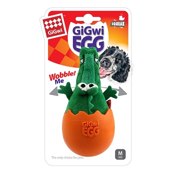 GiGwi игрушка для собак Крокодил в яйце с пищалкой 14 см (75462)