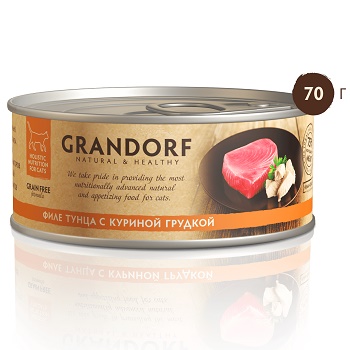 Grandorf консервы для кошек Филе тунца с куриной грудкой