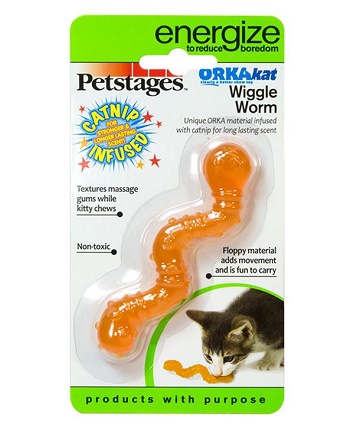 Petstages ORKA игрушка для кошек Червяк 11 см