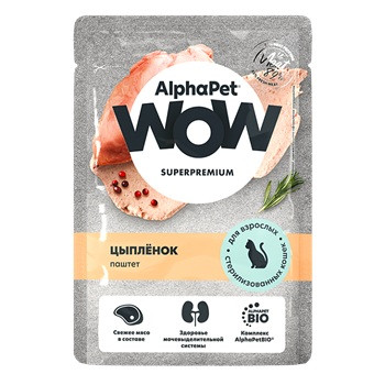 AlphaPet WOW Superpremium влажный корм для стерилизованных кошек Цыпленок паштет