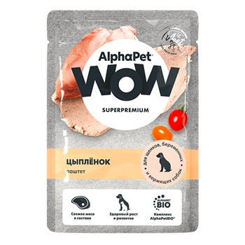 AlphaPet WOW Superpremium влажный корм для щенков Цыпленок паштет