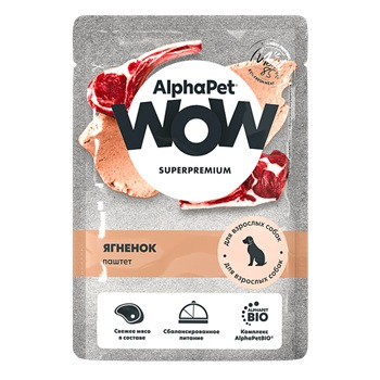 AlphaPet WOW Superpremium влажный корм для собак Ягненок паштет