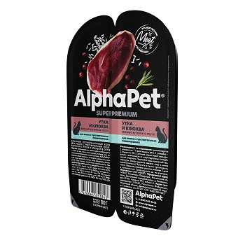AlphaPet Superpremium влажный корм для кошек Утка и клюква (15 шт.)