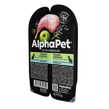 AlphaPet Superpremium влажный корм для собак Кролик и яблоко (15 шт.)