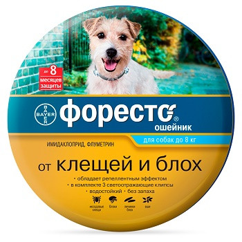 Bayer Форесто ошейник от клещей и блох для собак менее 8 кг