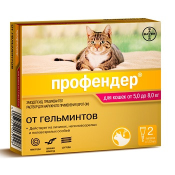 Bayer Профендер капли от гельминтов для кошек 5-8 кг