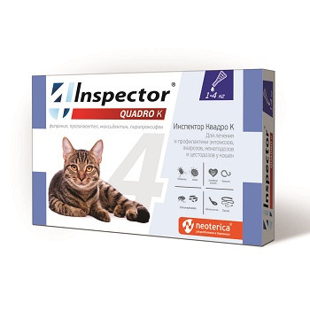 Inspector Quadro K капли противопаразитные для кошек 1-4 кг