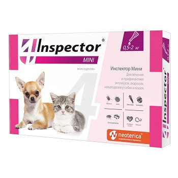 Inspector Quadro Mini капли противопаразитные для кошек и собак 0,5-2 кг