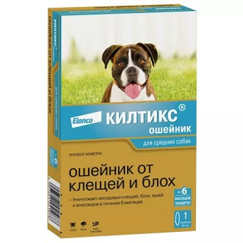 Elanco Килтикс ошейник от блох и клещей для средних собак 48 см