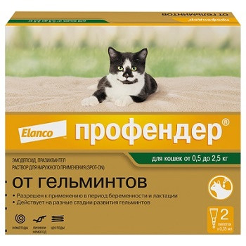 Elanco Профендер капли от гельминтов для кошек 0,5-2,5 кг