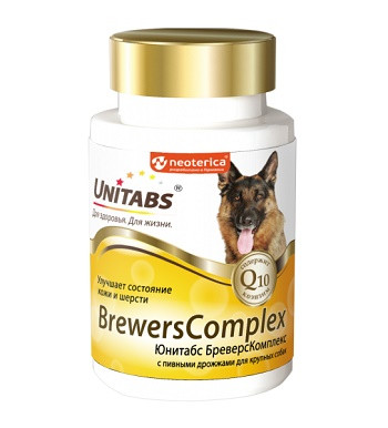 Unitabs BrewersComplex витаминно-минеральный комплекс для собак крупных пород для кожи и шерсти
