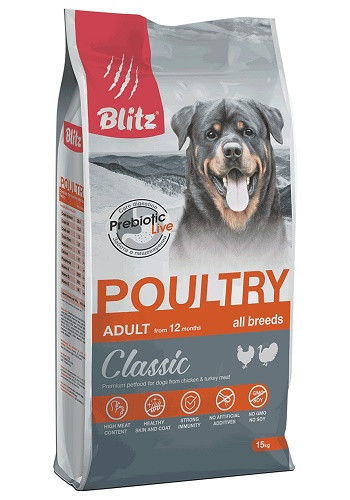 Blitz Classic Adult Poultry сухой корм для взрослых собак всех пород с птицей SALE
