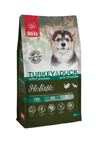 Blitz Holistic Puppy Turkey & Duck беззерновой сухой корм для щенков всех пород