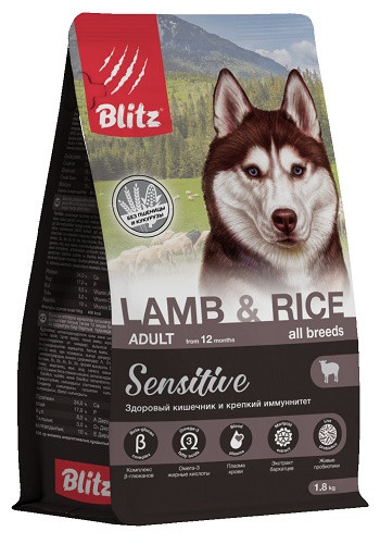 Blitz Sensitive Adult Lamb & Rice сухой корм для взрослых собак всех пород с ягненком