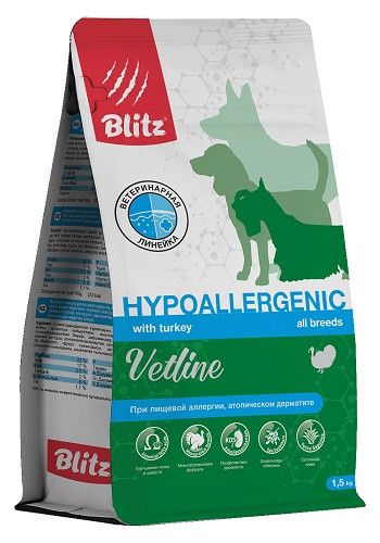 Blitz Vetline Hypoallergenic диетический корм для собак при аллергии и атопическом дерматите