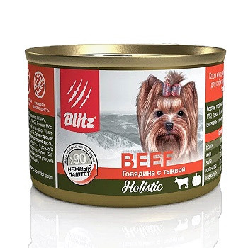 Blitz Holistic Beef влажный корм для собак мелких пород Говядина с тыквой