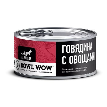 Bowl Wow Monoprotein консервы для собак Говядина с овощами