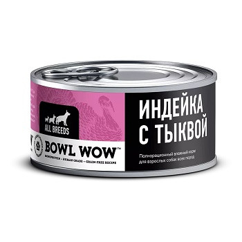 Bowl Wow Monoprotein консервы для собак Индейка с тыквой