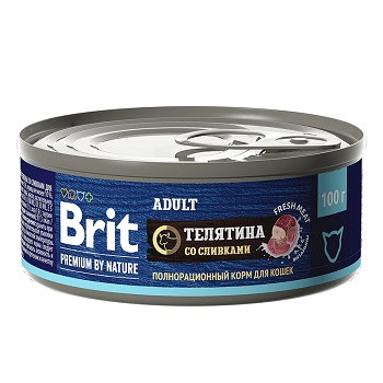Brit Premium by Nature консервы для взрослых кошек Телятина со сливками