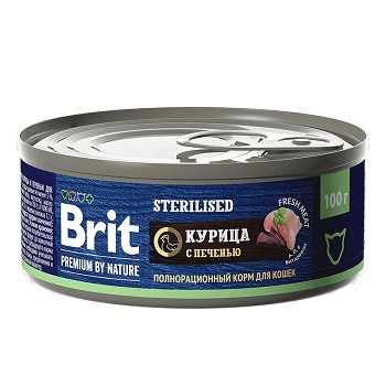 Brit Premium by Nature консервы для стерилизованных кошек Курица с печенью