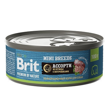 Brit Premium by Nature консервы для собак мелких пород Ассорти из птицы с потрошками