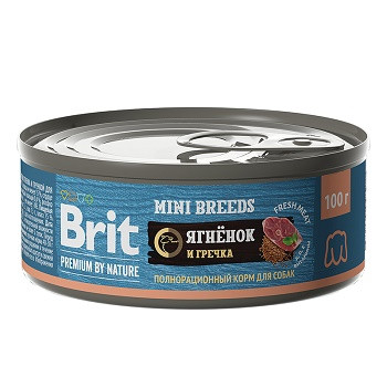 Brit Premium by Nature консервы для собак мелких пород Ягненок и гречка