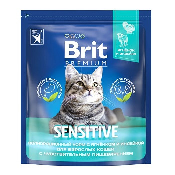 Brit Premium Sensitive сухой корм для взрослых кошек с чувствительным пищеварением (Россия)