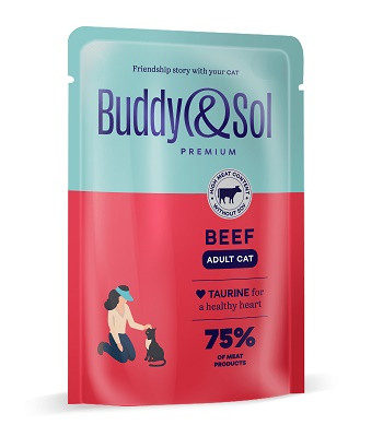 Buddy&Sol Premium влажный корм для взрослых кошек Телятина SALE