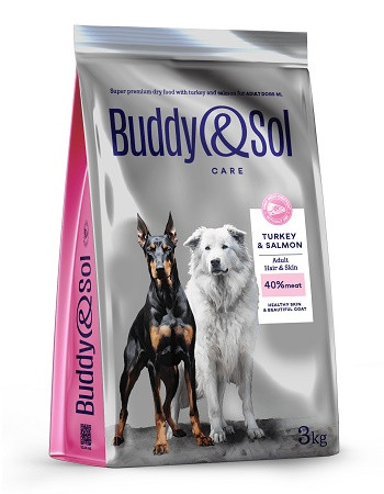 Buddy&Sol Care сухой корм для собак средних и крупных пород Индейка и лосось