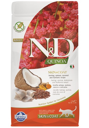 Farmina N&D Quinoa Skin & Coat сухой корм для взрослых кошек с сельдью