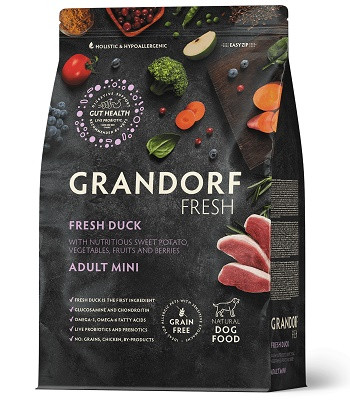Grandorf Fresh Adult Mini беззерновой корм с живыми пробиотиками для собак Утка