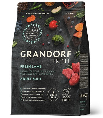 Grandorf Fresh Adult Mini беззерновой корм с живыми пробиотиками для собак Ягненок