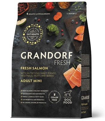 Grandorf Fresh Adult Mini беззерновой корм с живыми пробиотиками для собак Лосось
