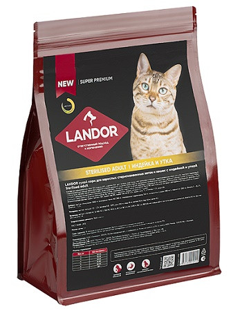 Landor Sterilised Adult сухой корм для стерилизованных кошек с индейкой и уткой