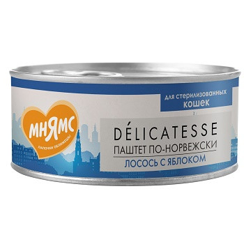 Мнямс Delicatesse консервы для стерилизованных кошек Паштет по-норвежски