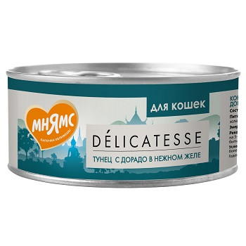 Мнямс Delicatesse консервы для взрослых кошек Тунец с дорадо