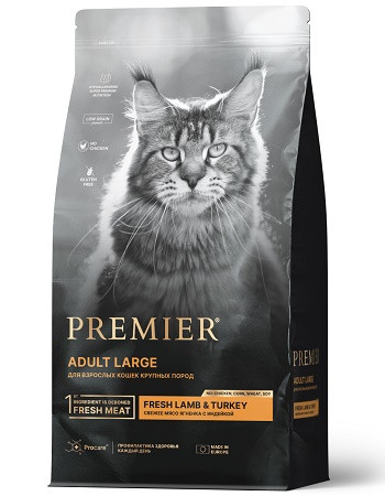 Premier Adult сухой корм для взрослых кошек крупных пород с ягненком и индейкой