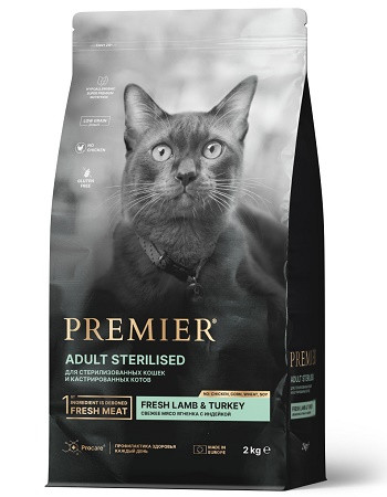 Premier Sterilised сухой корм для стерилизованных кошек с ягненком и индейкой SALE