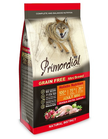 Primordial GF Adult Mini беззерновой сухой корм для собак мелких пород с перепелкой и уткой