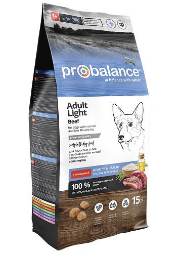 ProBalance Adult Light сухой корм для взрослых собак с нормальной активностью Говядина