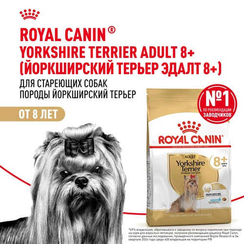 Royal Canin Yorkshire Terrier Adult 8+ сухой корм для собак породы йоркширский терьер
