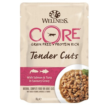 Wellness Core Tender Cuts пауч для кошек из лосося с тунцом в виде нарезки в соусе
