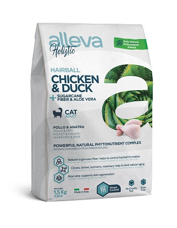 Alleva Holistic Hairball Chicken & Duck сухой корм для взрослых кошек с курицей и уткой