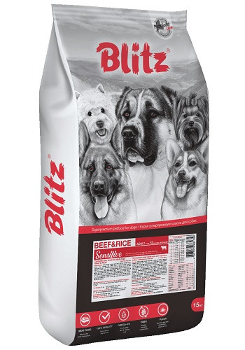 Blitz Sensitive Adult Beef & Rice сухой корм для взрослых собак всех пород с говядиной
