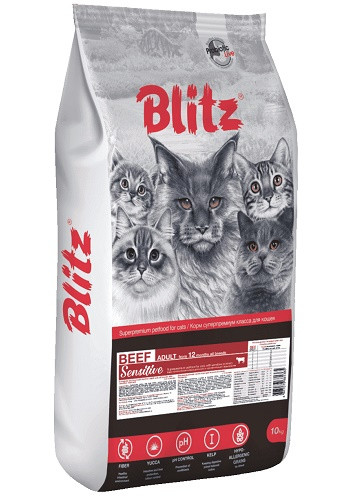 Blitz Sensitive Adult Beef сухой корм для кошек с говядиной