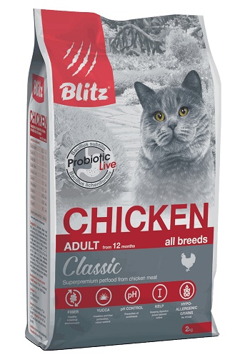Blitz Classic Adult Chicken сухой корм для кошек с курицей